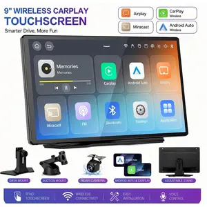 【YMQ Smart Drive】2026 Upgraded Wireless CarPlay Srceen: 9-inch IPS touchscreen and supports CarPlay, Android Auto, and Mirror Link(Simulcasting to TikTok and YouTube)/rearview camera/navigation functionality/and a voice assistant/user tutorial.