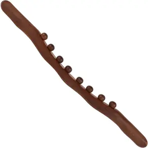 Carbonized Wood 8-bead Manual Massage Stick, Back Meridian Dredging Tool for Muscle Relief, Beauty & Personal Care Body Care Roller, Relief Roller