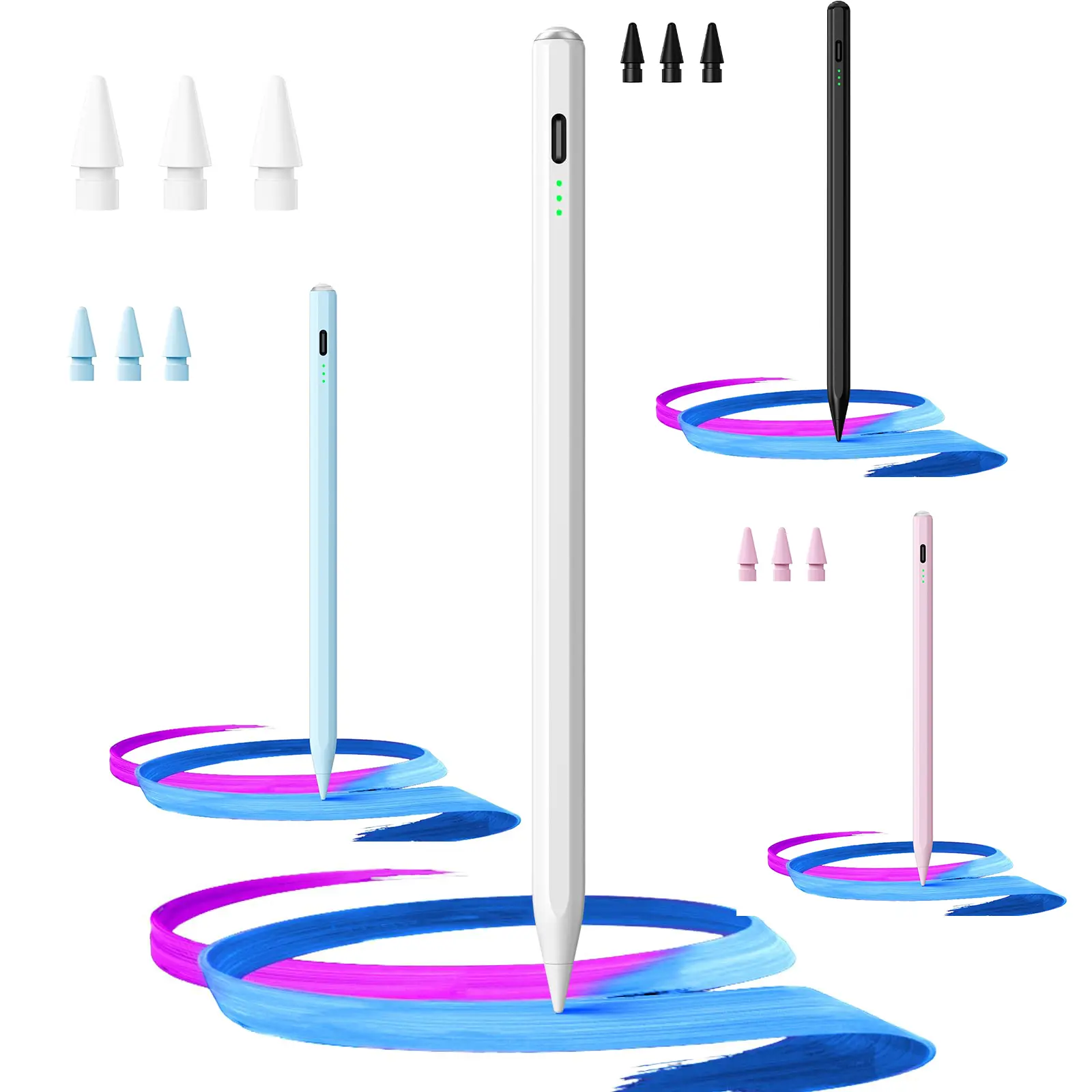 Stylus Pen for iPad 2018-2026, 13Min Fast Charge Apple iPad Pencil | Tilt Sensitivity & Palm Rejection for iPad 11/10/9/8/7/6th Gen, Air 5/4/3/M4/M3/M2, Pro 13"/12.9"/11"/M4, Mini 7/6/5th, White, Blue, Pink, Black