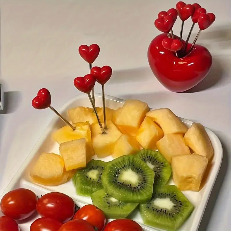 Love Fruit Forks, Stainless Steel Cake Fork Set, Snacks Tableware Set, Kitchen Items, Valentine's Day Party Favors, Mother's Day Gifts, Wedding Party Supplies, Dinnerware Sets