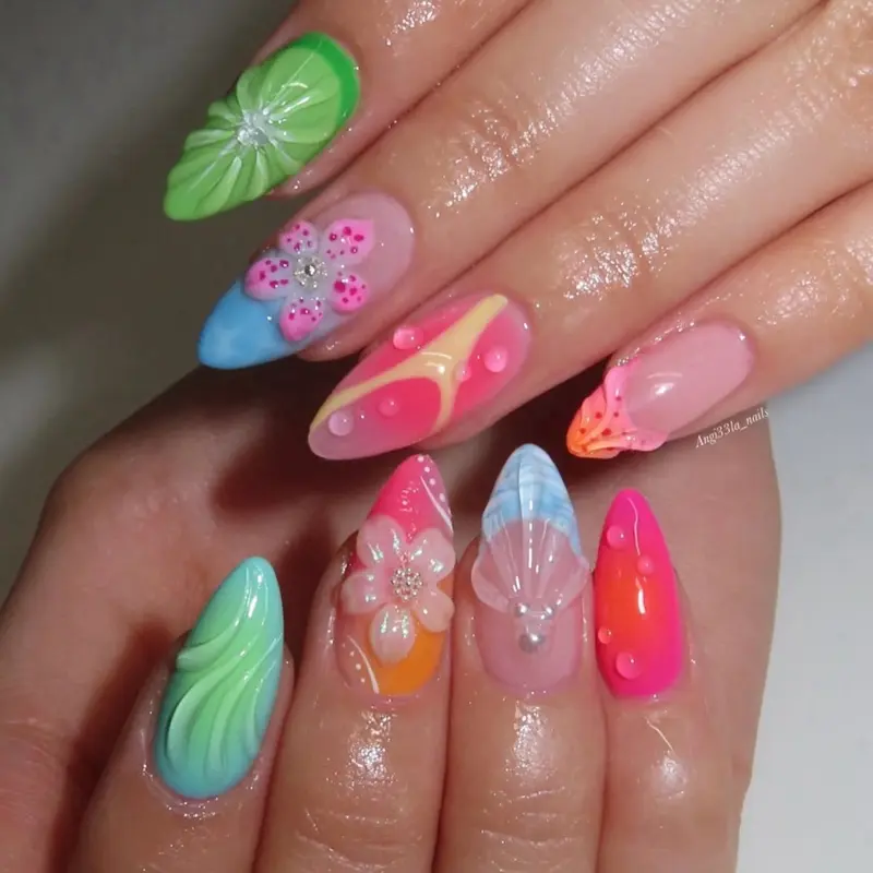 Handmade Pressons. Presson Nails. Beach Nails. 3d Nails. Colorful Nails. Shell Nails. Pink Nails. Red Nails. French Nails. Classy Nails. Summer Nails. Blue Nails. 3d Flower Nails. Green Nails. French Nails. Tortoise Shell Nails. Bright Colorful Nails.