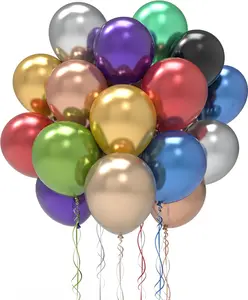 50pcs 12 inch Metallic Balloons Assorted Colors Chrome Multicolored Latex Rainbow Balloons for Birthday Wedding Baby Shower Decorations Christmas Gold Silver Red Green Rose Gold Gray christmas balloon unique holiday bulk jumbo helium