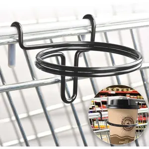 Shopping Cart Cup Holder, Portable Cup Holder Shopping Carts Drink Holder for  Coffee Cup Drink Cups Tapered Cup  Bottle (Black)