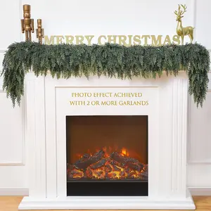 Christmas Cedar Garland - Artificial Realistic Holiday Cedar Pine Needles Greenery Garland Decoration for Mantel Table Winter Party