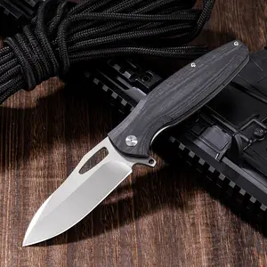 Folding pocket knife, CPM steel blade, lightweight polymer EDC knife for camping and everyday carry, metal sheet material