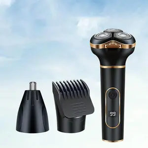 3 in 1 Men's Shaving Set, Wireless Electric Shaver, Beard\ Nose Hair\ Sideburns Shaver, Electric Waterproof Shaver, Face & Body Trim, USB Charging, Black