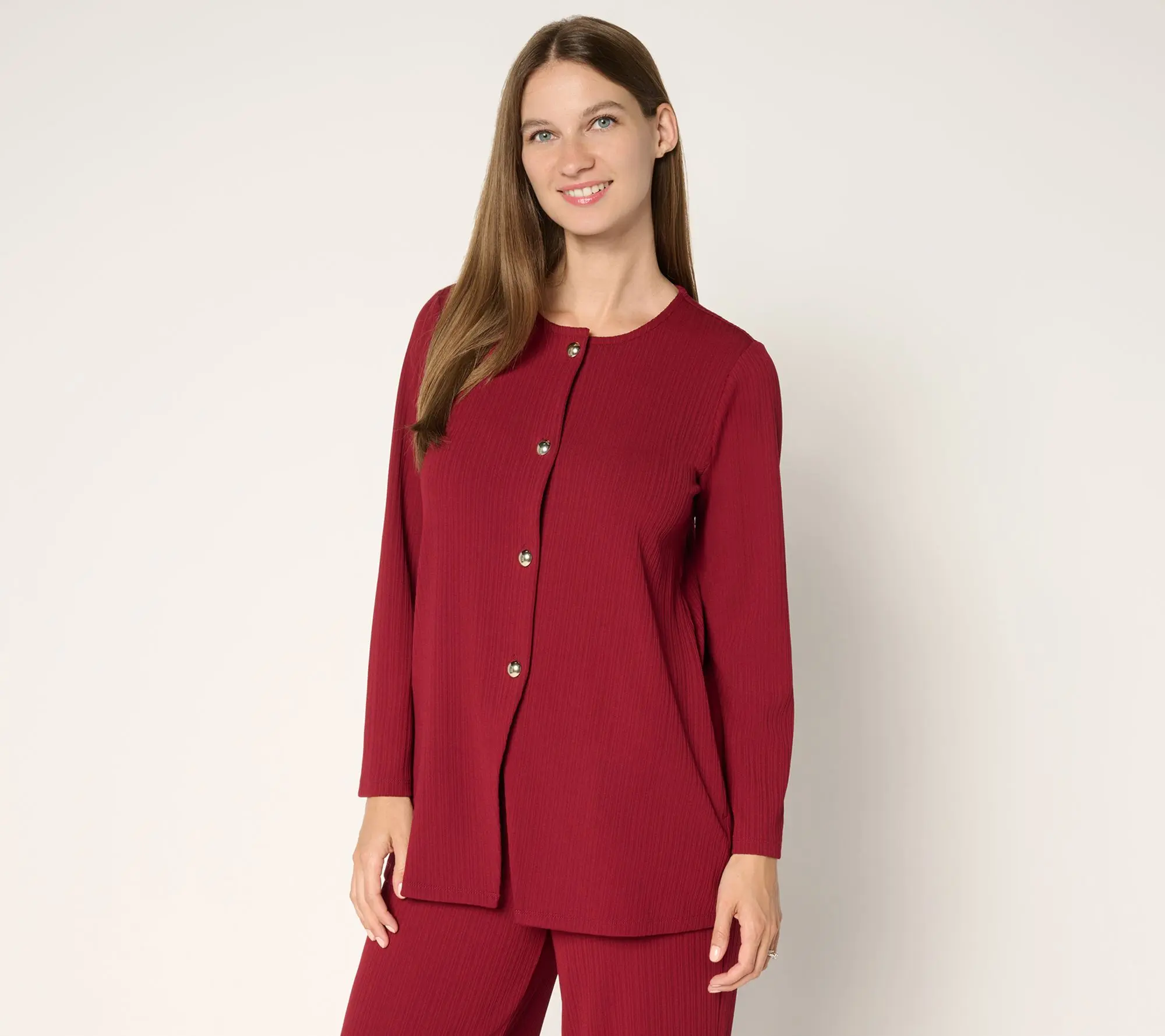 Susan Graver Petite Rib Knit Button Front Cardigan Susan Graver Petite Rib Knit Button Front Cardigan