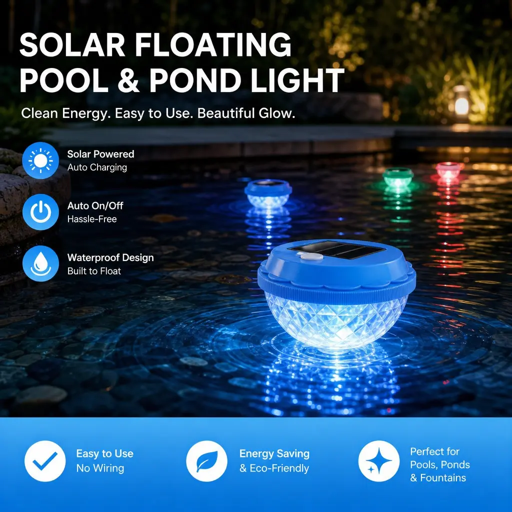 Solar Floating LED Pool Lights, Color Changing Waterproof Floating Lights for Swimming Pool, Pond, Fountain Outdoor Decor