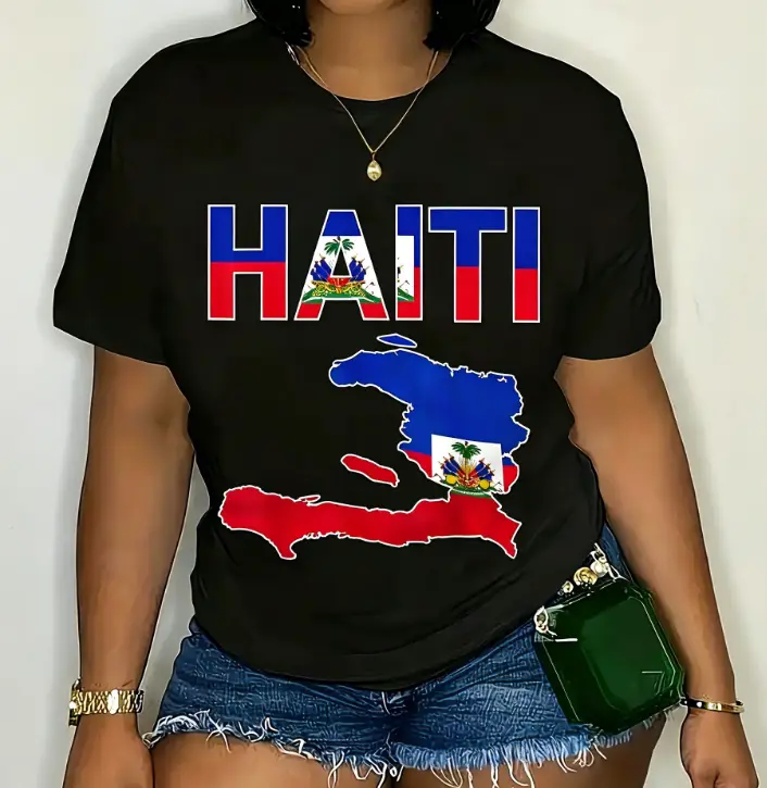 Unisex 100Percent Cotton Happy Haitian Flag Day TShirt Featuring Cool Haiti Flag Map Celebrating Haitian Pride Casual Womenswear