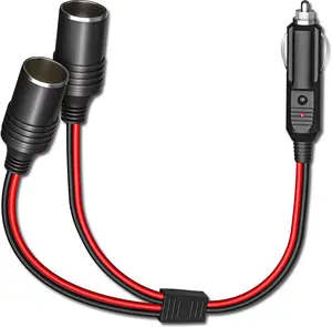 Car Cigarette Lighter Splitter 1 to 2 12V Power Charger Port Adapter Plug Socket 2-Way Splitter 11.8inch Cigarette Lighter Extension Cord with 15A Fuse