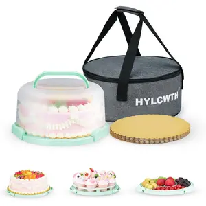 Bpa-Free Cake Carrier With Lid And Handle For 10 Inch Round Cake, With 10pcs Round Golden Cake Boards And Portable Insulated Bag