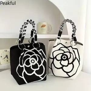 Multi-purpose Top Handle Handbag, Popular Floral Pattern Women’s Bag, Roomly Daily Purse for Storing Phone & Supplies, exquisite print & durable construction, all-match fashion style, great for campus life, business occasions and weekend outings