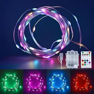 Color Changing LED String Lights with Remote, 16.4FT Twinkle Lights USB/Battery Powered, Waterproof Outdoor Decorations for Christmas Bedroom Wedding Party, Reusable Energy-Efficient