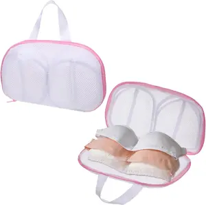 Bra Washing Bags for Laundry, 2 Pcs Bra Laundry Bags for Washing Machine Mesh Lingerie Wash Bag with Zipper for Washing Delicates Underwear Brassiere (Pink, A Cups)