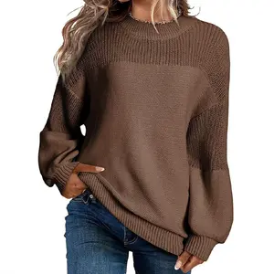 2025 Women's Solid Pullover Sweater Jumper Top Long-Sleeve Casual Knit Top for Everyday Wear Versatile Loose-Fit Women's Multiple colors