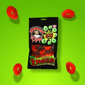 El Cejas Sour Apple Gummy Chili Rings with Chamoy 8 oz.