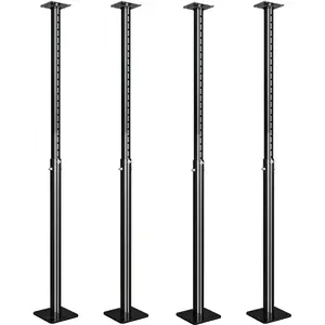 4 Pcs House Floor Jack Posts for Basement 55"-98" Adjustable Height Steel House Jacks for Leveling Lifting Structural Temporary Support Beams, Load 18,000 lbs to 9,100 lbs, Black