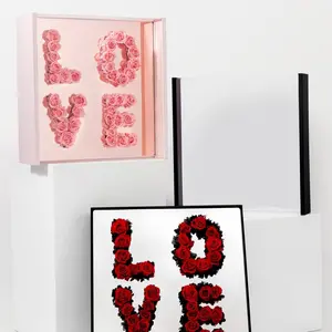 LOVE Extra Large Box with Acrylic Top, Mirror Background, Floral Foam, Various Colors | W212