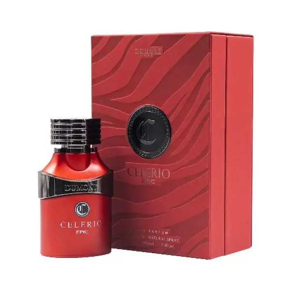 Dumont Celerio Epic Unisex 3.4 Oz Eau De Parfum Spray with Cinnamon Apple Nutmeg Cognac Plum Dry Woods Vanilla Musk Fruits Spices