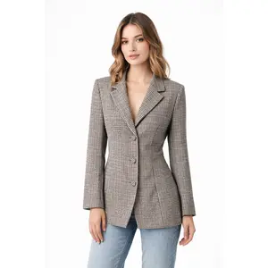 Becky Gingham Tailored Blazer with Adjustable Back Bow