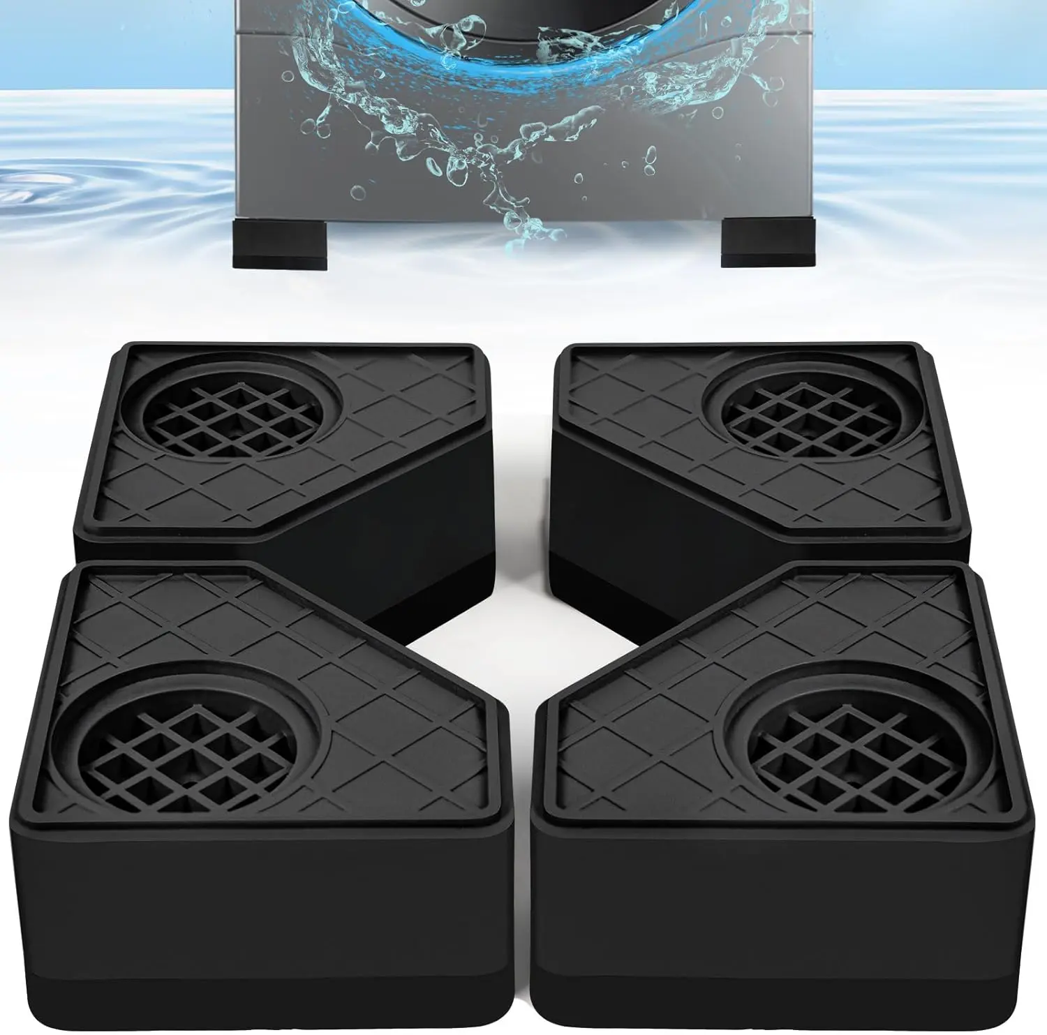 4 count Anti Vibration Pads for Washing Machine, Stops Washer Dryer Moving, Prevents Noise, Vibration Transfer, Antivibration Stabilizer Support  Mat Suitable for  Furniture (Increase1.8in)