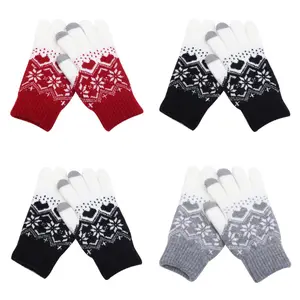 Women's Cozy Christmas Knit Gloves, Wool Snowflake Mittens with Touchscreen Tips, Soft Fleece Lining, Thermal Comfort, Festive Design, Ideal Holiday Gift for Winter Parties & Ski Trips