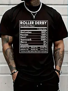 100% Cotton Sport Nutrition Roller Derby T-Shirt Women's Men's Graphic Tee Crew Neck summer vacation Tops