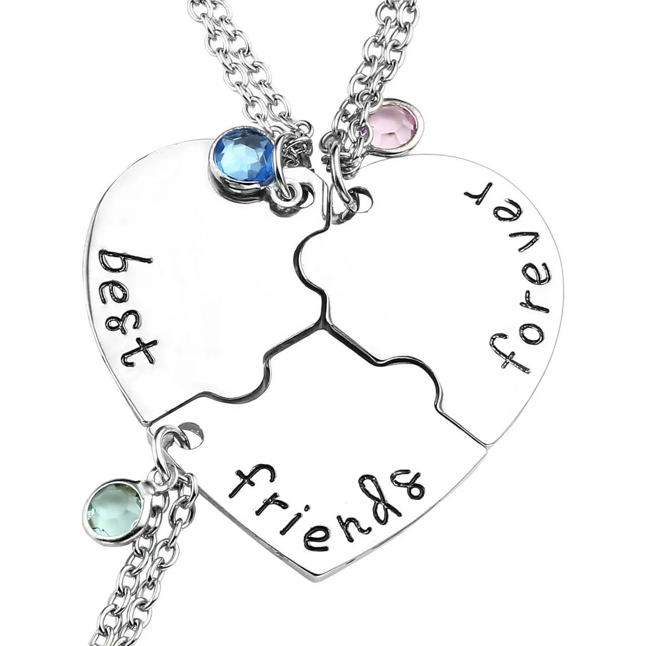 Best Friends Forever and Ever Necklaces for 3 BFF Heart Puzzle Matching Alloy Pendant Necklaces Set Friendship Jewelry for Sisters