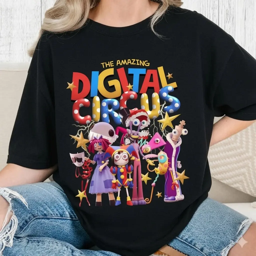 The Amazing Digital Circus T-Shirt, Comfort Colors TADC Graphic Shirt, Cartoon Character Tee, Animation Fan Gift