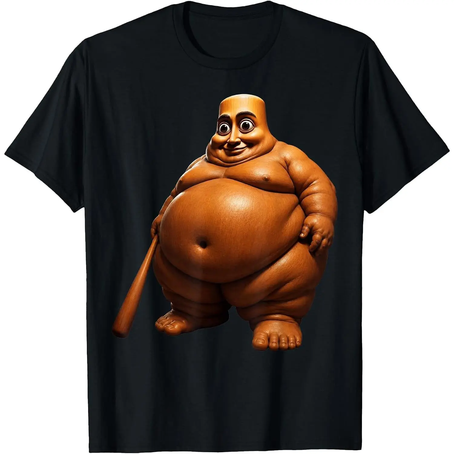 Fat Tung Tung Tung Sahur Shirt, Funny Italian Brainrot Character Graphic Tee, Absurd Viral Meme T-Shirt, Casual Black Streetwear Top