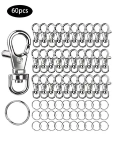 Metal Swivel Snap Hooks & Key Rings, Small Lobster Claw Keychains Clasps & Key Chain Ring for Keychain Clip, Key, DIY Keychain Making, Adjustable Clasp