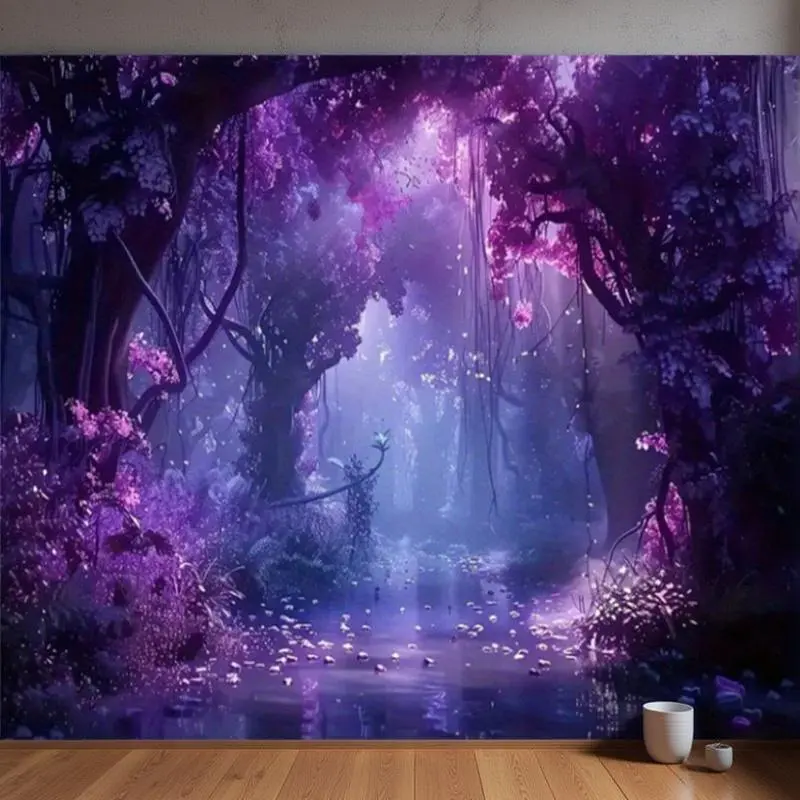 Mystic Purple Forest Tapestry - Versatile Wall Hanging for Home Decor, Perfect for Events And Photoshoots, Forest Decor Room Gift