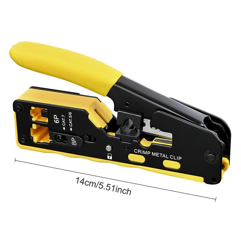 RJ45 Crimp Tool Kit All-in-One Ethernet Crimper Cat7 Cat6 Cat5 Crimping Tool with Network Cable Tester, 20pcs Cat5 RJ45 Pass Through Connector, 20pcs Connector Boots for Home Office Network Connect