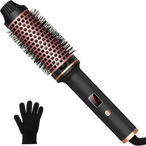 Updated Version Thermal Brush for Blowout Look, Blowout Express 1.5 Inch Ionic Thermal Round Brush Makes Hair Smoother Get Natural Curls, Dual Voltage, Easy to Use , hair dryer brush