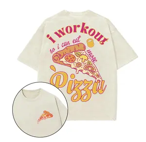 I Workout So I Can Eat More Pizza Printed Gym T-Shirt, Gym Shirt, Graphic Gym Shirt, Vintage Washed Tee Conton, Gym Shirt Women, For Men, Ful Size