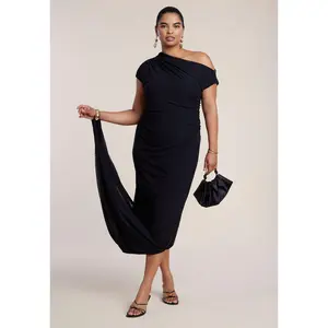 ELOQUII Women's Plus Size Bracelet Detail Draped Maxi Dress