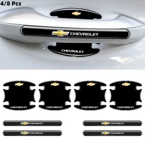 4/8pcs Car Door Handle Bowl Anti-collision Protective Logo Stickers For Chevrolet Chevy Cruze Malibu Sail Spark Captiva Equinox Trax AVEO Lova Auto Accessories Universal Car Sticker