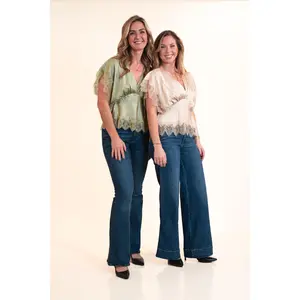 Dull Satin Lace Blouson Top