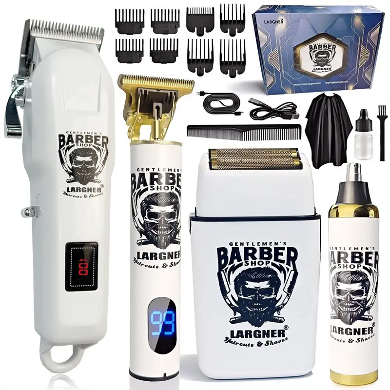 Largner Hair Clipper & Shaver Set with Ceramic Blade, Cordless Hair Clippers, Cordless Hair Cutting, 1200mah Wireless Rechargeable Trimmer, Includes 8 Men's Styling Combs, Ideal Gift, Hair Clipper Kit