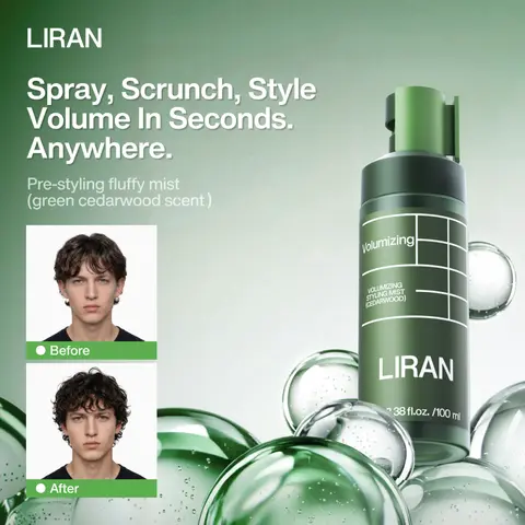 LIRAN Hair Styling Spray - 100ml Daily Lightweight Haircare Texturizing Mist for Men, with Volume, Matte Finish, Instant Lift, Natural Waves, Long-Lasting Hold, Scented Green Cedarwood (Father's Day Gift)