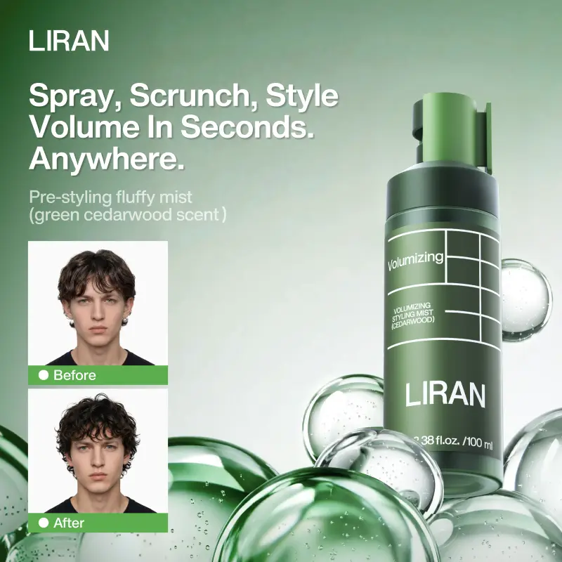 LIRAN  Hair Styling Spray - Haircare Texturizing Mist for Volume, Matte Finish, Instant Lift, Natural Waves, Long-Lasting Hold, Scented Green Cedarwood, 100ml Daily Lightweight Male Father's Day Gift summeressentials