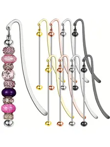 12 pieces of multi-color DIY zinc alloy bead decorations, blank keychains, DIY bead strips, hanging decorations, backpack pendants, bookmarks, book clip chains, blank bead strips, student teacher handmade decorations, handmade gifts, Trendy Cute Keychain