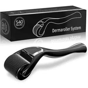 Derma Roller 540 Stainless Steel Black Microneedling Roller Facial Skin Care Home Use for Face Beauty Massage Tools