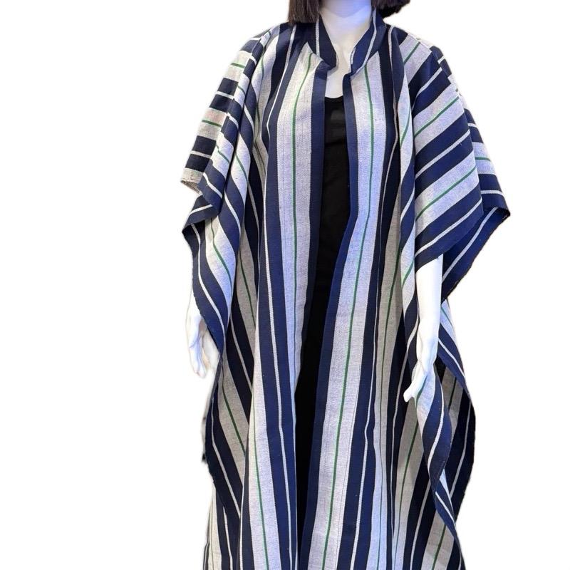 Asoke Kimono and Bubu Casual Women's Outfit with V-Neckline and Colorful Stripes - Womenswear