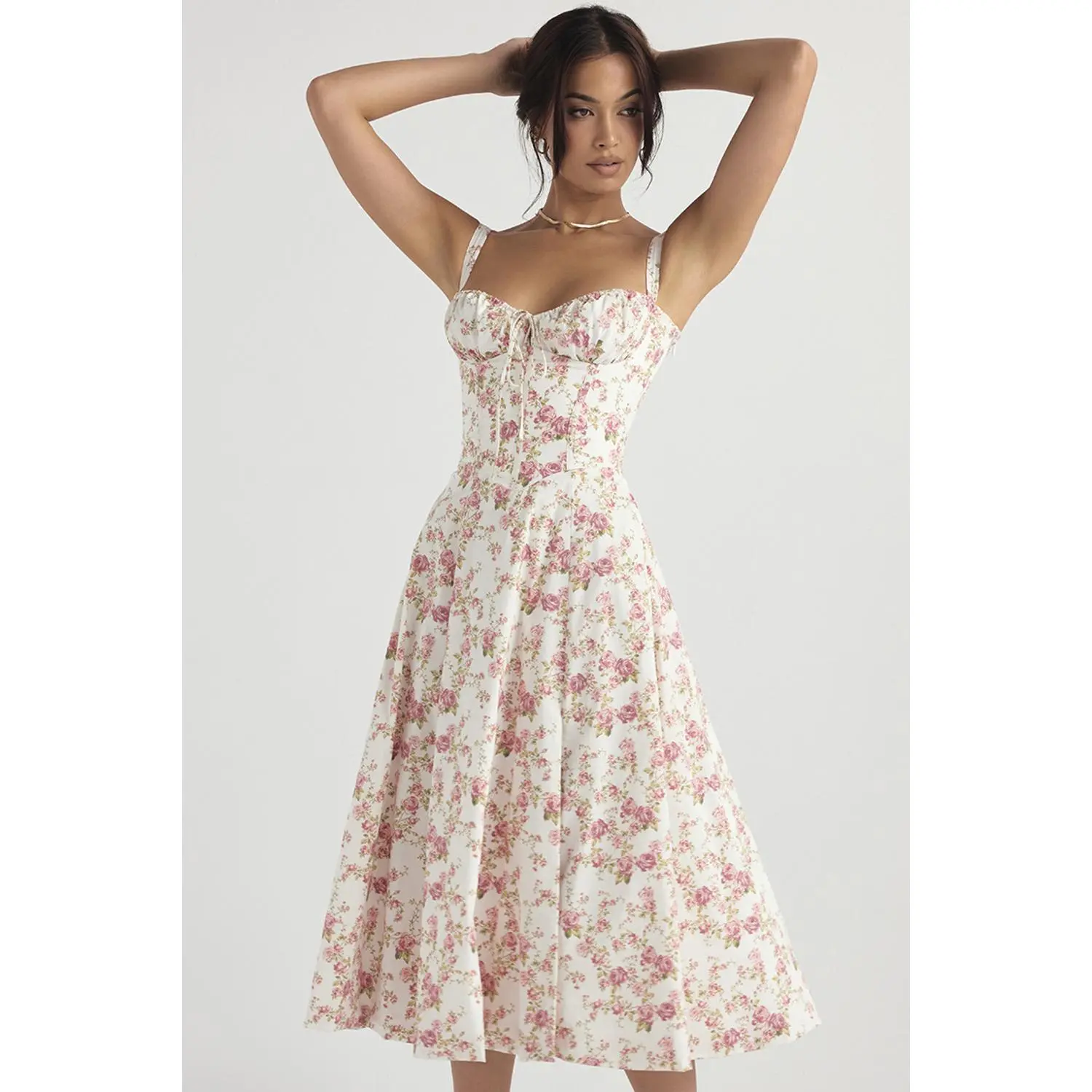 floral dress corset Floral Corset Dress – Vintage Fairytale Aesthetic for Summer Outfits Pink White / XS