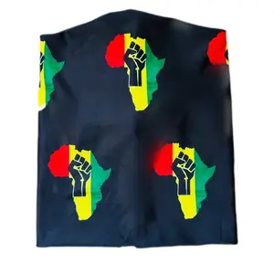 Black Fist Skully Cap with African Map Design and Rasta Colors for Stylish Headwear