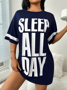 Slogan Graphic Drop Shoulder Nightdress