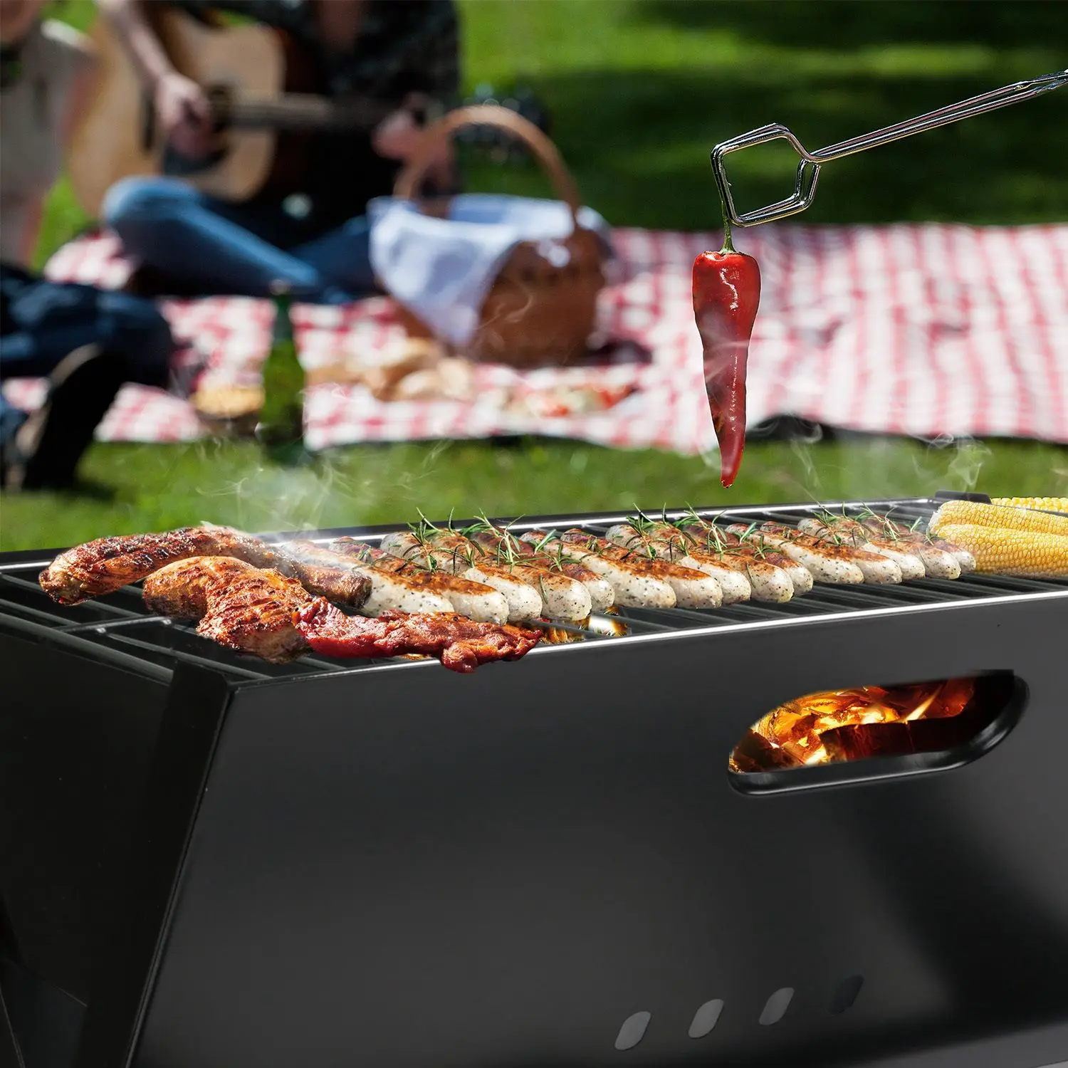 Compact Foldable Charcoal BBQ Grill for Camping and Outdoor Cooking