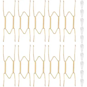 10 Pack Plate Hangers for the Wall, Suitable for 8-10 inch Art Plate, Stainless Steel Invisible Heavy Duty Wire Plate Holder with Wall Hooks, Plate Hangers for Displaying Plates, Platter, Dish