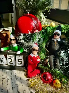 Christmas Elf Doll – Hip Hop Holiday Poseable Elf, Naughty Table Ornament, Festive Home & Garden Xmas Decor, Fun Christmas Gif